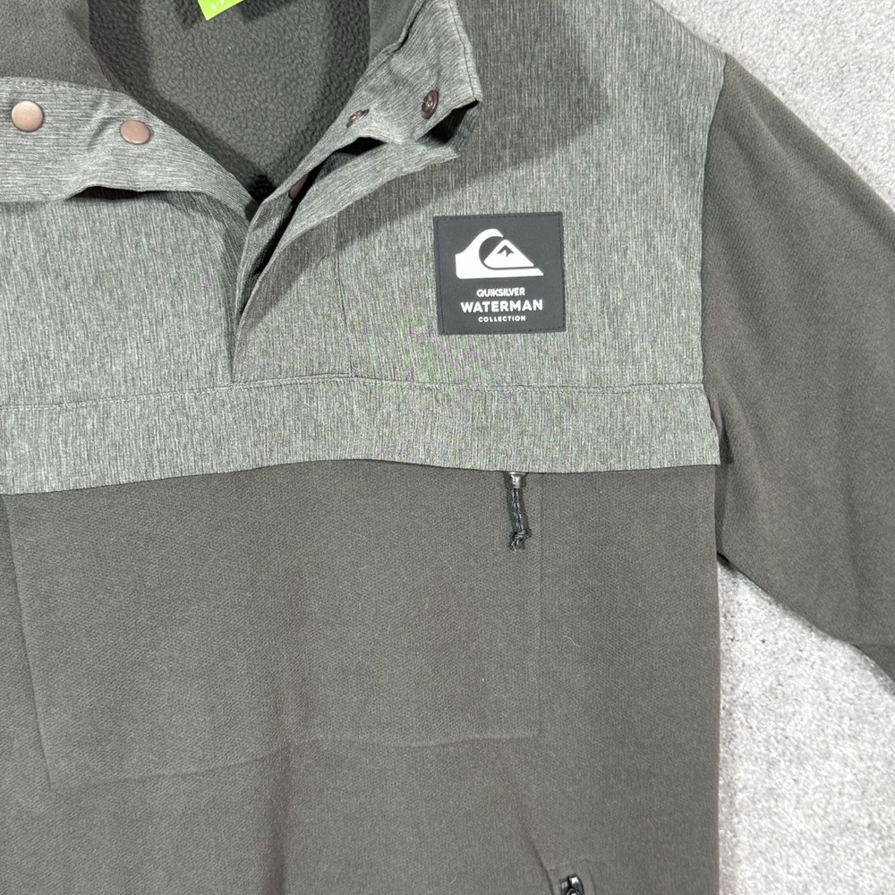 Quiksilver Waterman 1/4 Button‎ High Collar Pullover Sweatshirt Gray Men's S